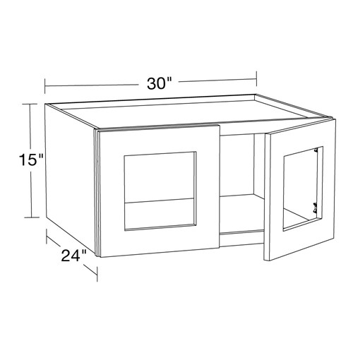 Lexington Blue Shaker Wall 30wx24dx15h with Glass Doors