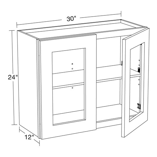 Lexington Blue Shaker Wall 30"x24" with Glass Doors