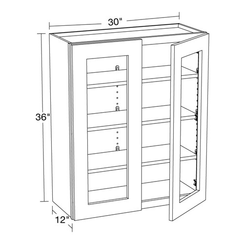 Lexington Blue Shaker Wall 30"x36" with Glass Doors