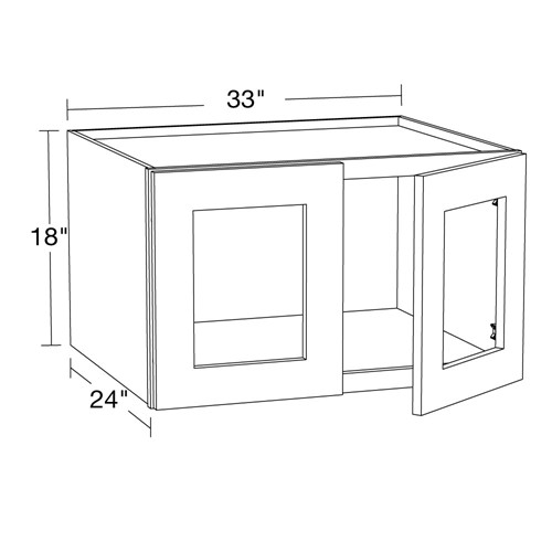 Lexington Blue Shaker Wall 33wx24dx18h with Glass Doors
