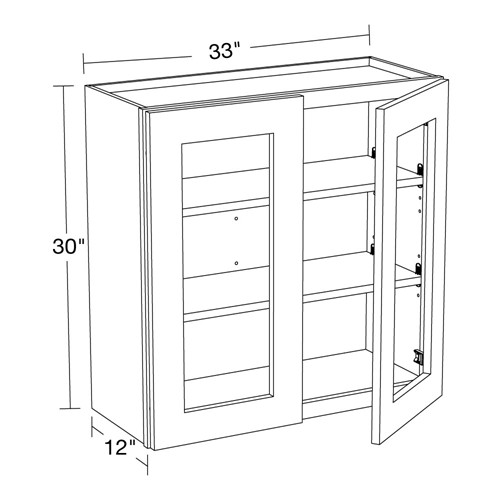 Lexington Blue Shaker Wall 33"x30" with Glass Doors