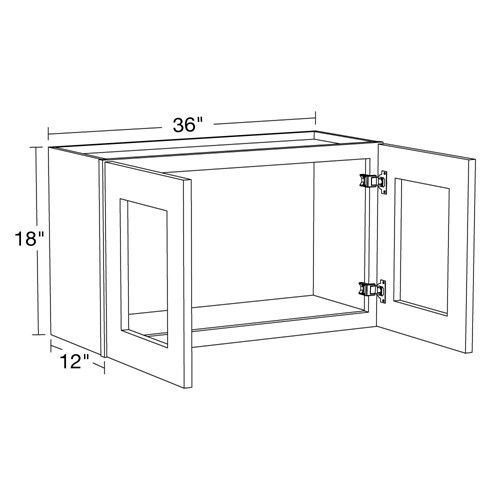 Lexington Blue Shaker Wall 36"x18" with Glass Doors