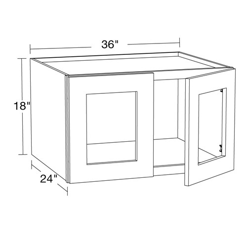 Lexington Blue Shaker Wall 36"x18"x24"D with Glass Doors
