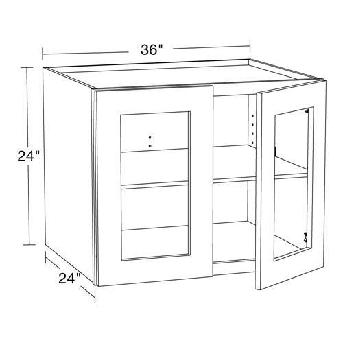 Lexington Blue Shaker Wall 36"x24"x24"D with Glass Doors