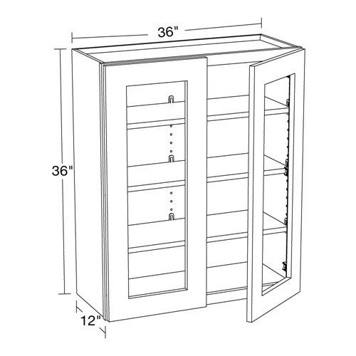 Lexington Blue Shaker Wall 36"x36" with Glass Doors
