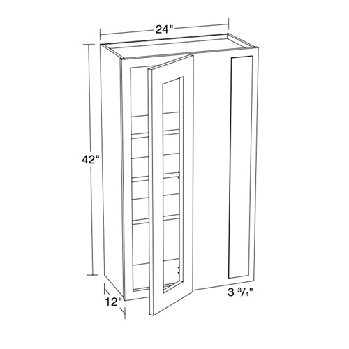 Lexington Blue Shaker 27"x42" Universal Blind Corner Wall Cabinet with Glass Doors