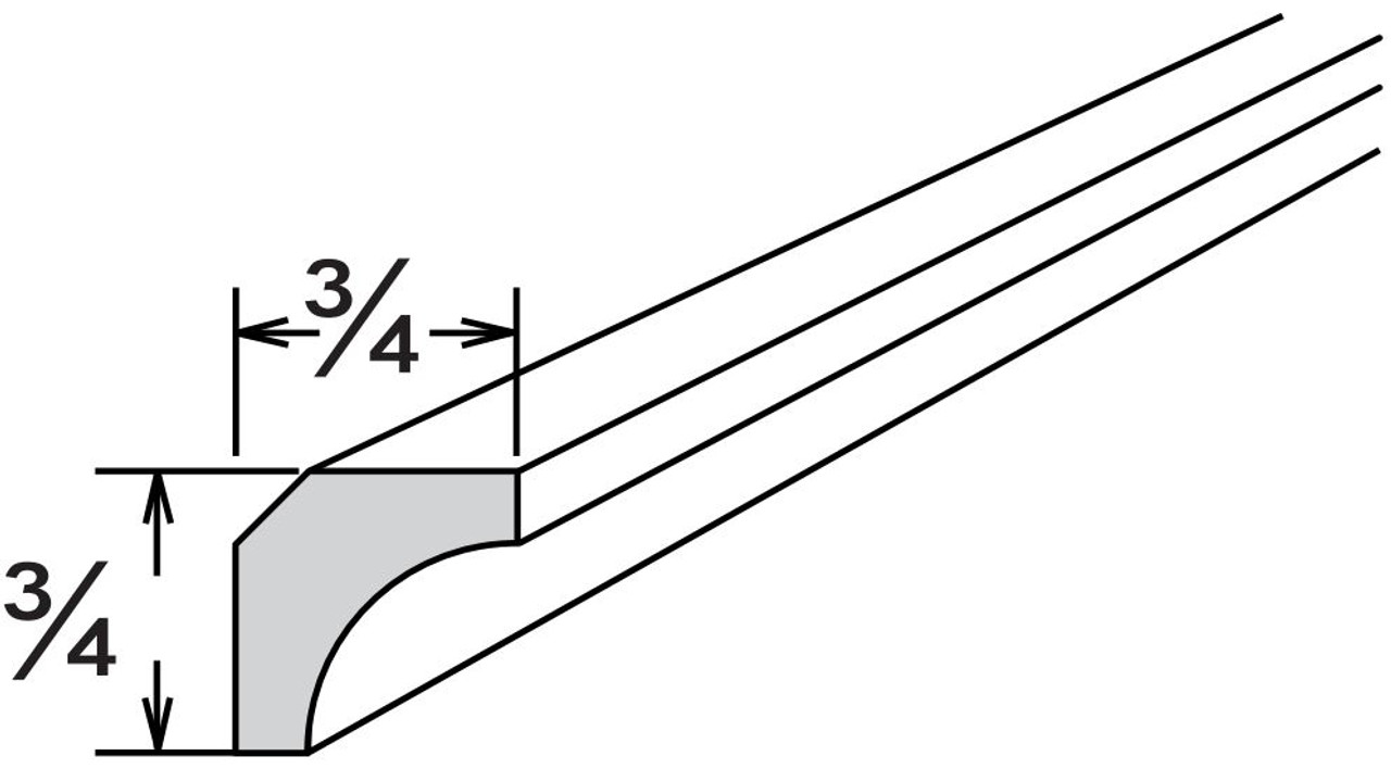 Smokey Grey Decorative Inside Corner Molding 3/4" X 3/4" X 96"