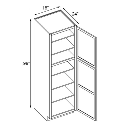 Slim Walnut Shaker Pantry - 18" W x 96" H