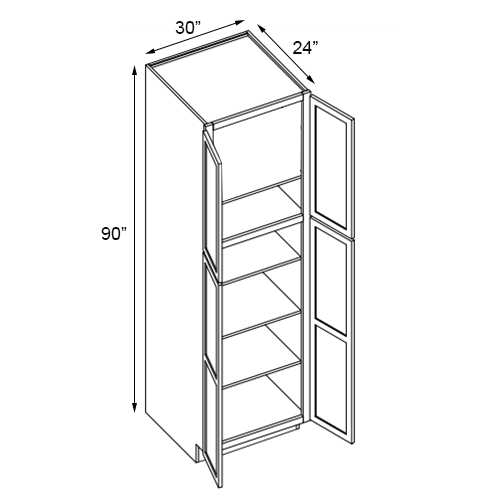 Slim Walnut Shaker Pantry - 30" W x 90" H