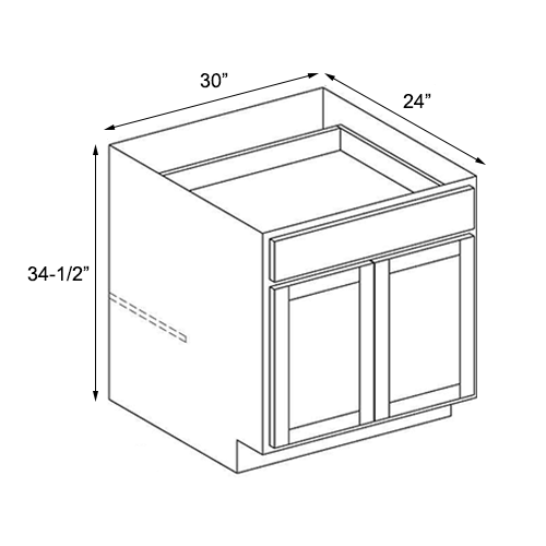 Coastal Sand Shaker Double Door Base Cabinet - 30"W x 34-1/2"H