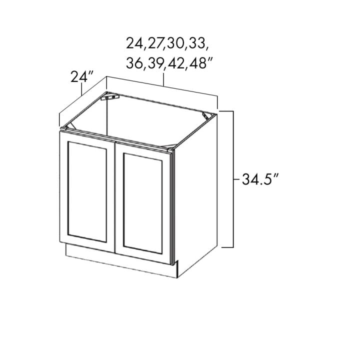 Dark Hickory 24" Wide Full Height Double Door Base Cabinet