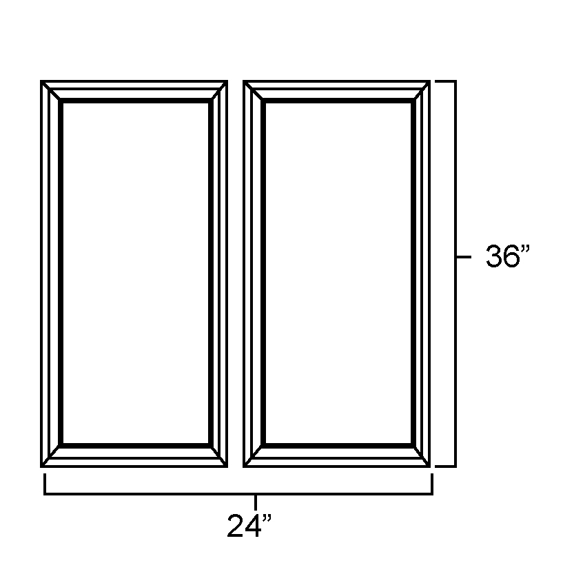 Dark Hickory Set of Plain Glass Doors for W2436