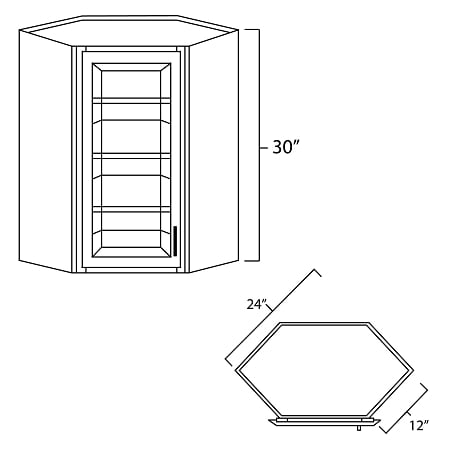 Dark Hickory Plain Glass Door for WDC2430