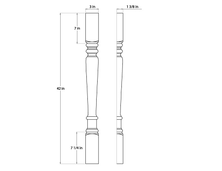 Dark Hickory 34 1/2" Split Corner Decorative Leg