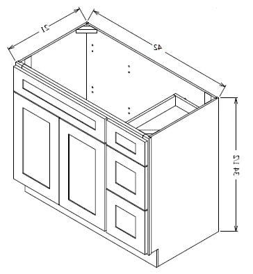 Dark Hickory 42" Vanity w/ Left Drawers