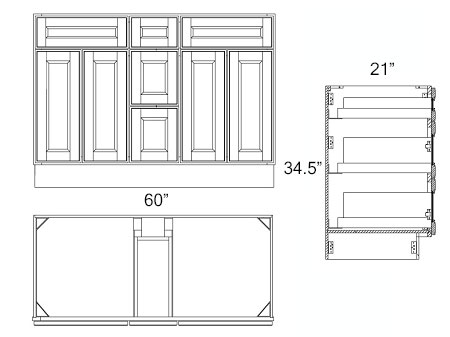 Dark Hickory 60" Vanity Double Sink