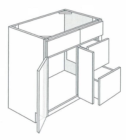 Radnor Shaker Double-Door Vanity Cabinet W/ 2x Right Drawers 36"W 