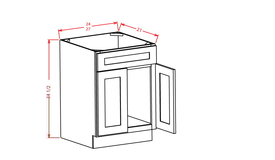 Harbor Cream Vanity Sink Base Cabinet - 27"W X 21"D X 34-1/2"H