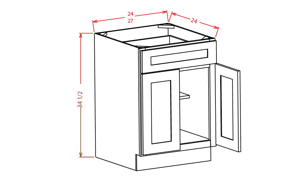 Harbor Ember Double Door Base Cabinet - 27"W