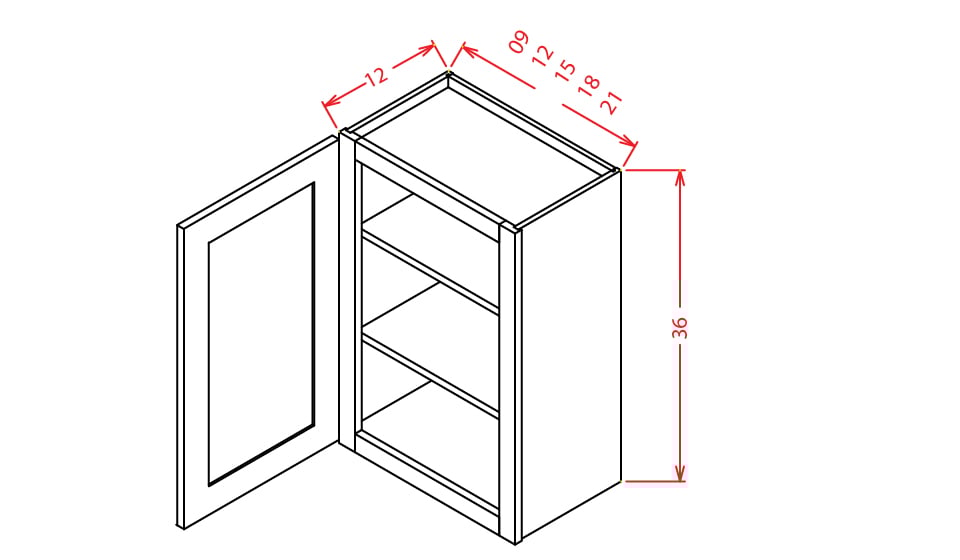 Harbor Ember Wall Cabinet - 15"W X 36"H X 12"D