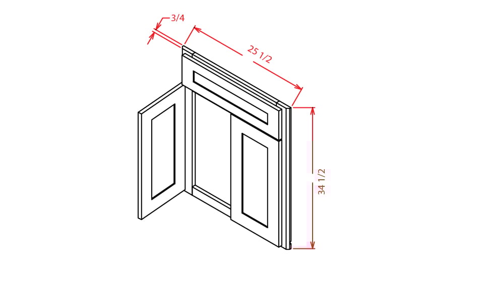 Harbor Ember Corner Sink Base Front - 26-1/4"W X 30"H