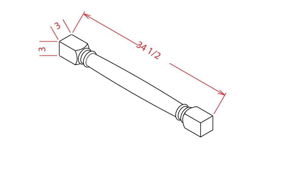 Harbor Ember Classic Decorative Leg - 3"W X 3"D X 34 1/2"H