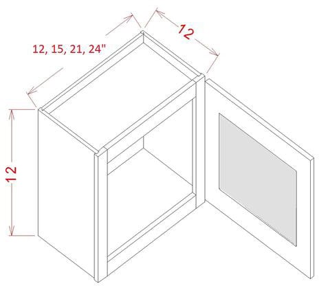 Harbor Ember Wall Glass Door Cabinet- 21"W X 12"H X 12"D