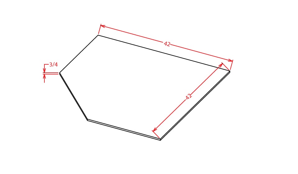 Harbor Ember Corner Sink Front Floor - 42"W X 42"W X 23-1/4"D