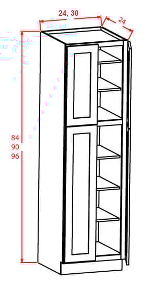 Harbor Ember Wall Pantry - 30"W X 24"D X 90"H 