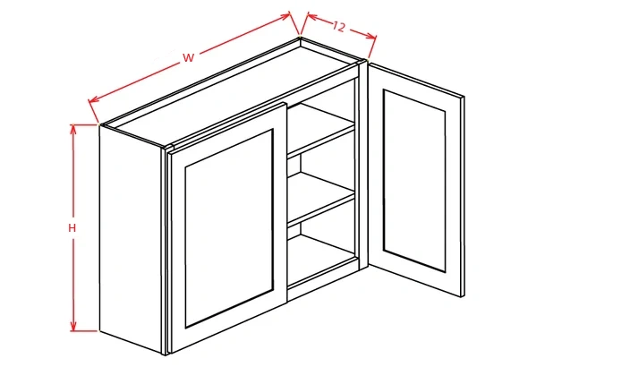 Frosted White Shaker Wall Cabinet - 42"W X 36"H X 12"D - copy