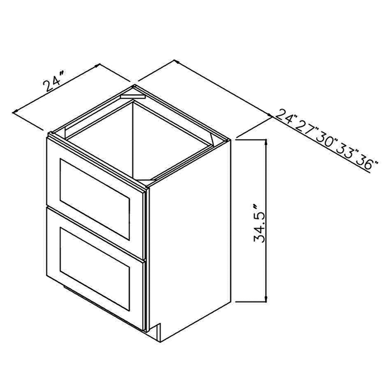 Elegant White Shaker 27" Two Drawer Base 