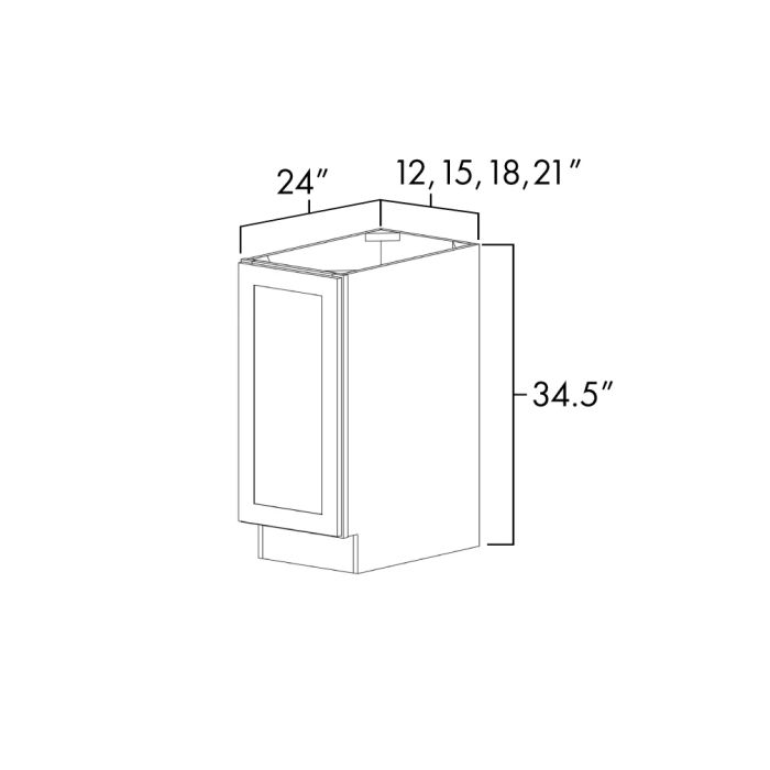 Elegant White Shaker 15" Wide Full Height Single Door Base Cabinet