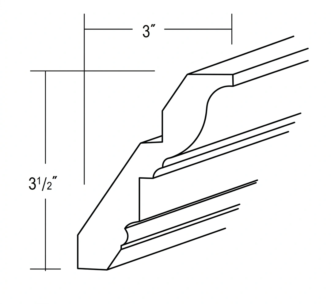 Rustic Shaker Large Crown Moulding 3 1/2"H x 96" L