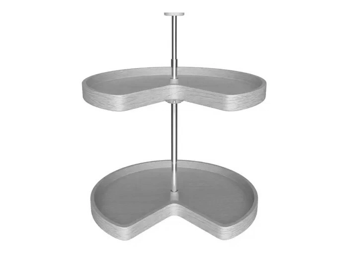 24" Banded Wood Kidney Shape 2-Shelf Lazy Susan Set