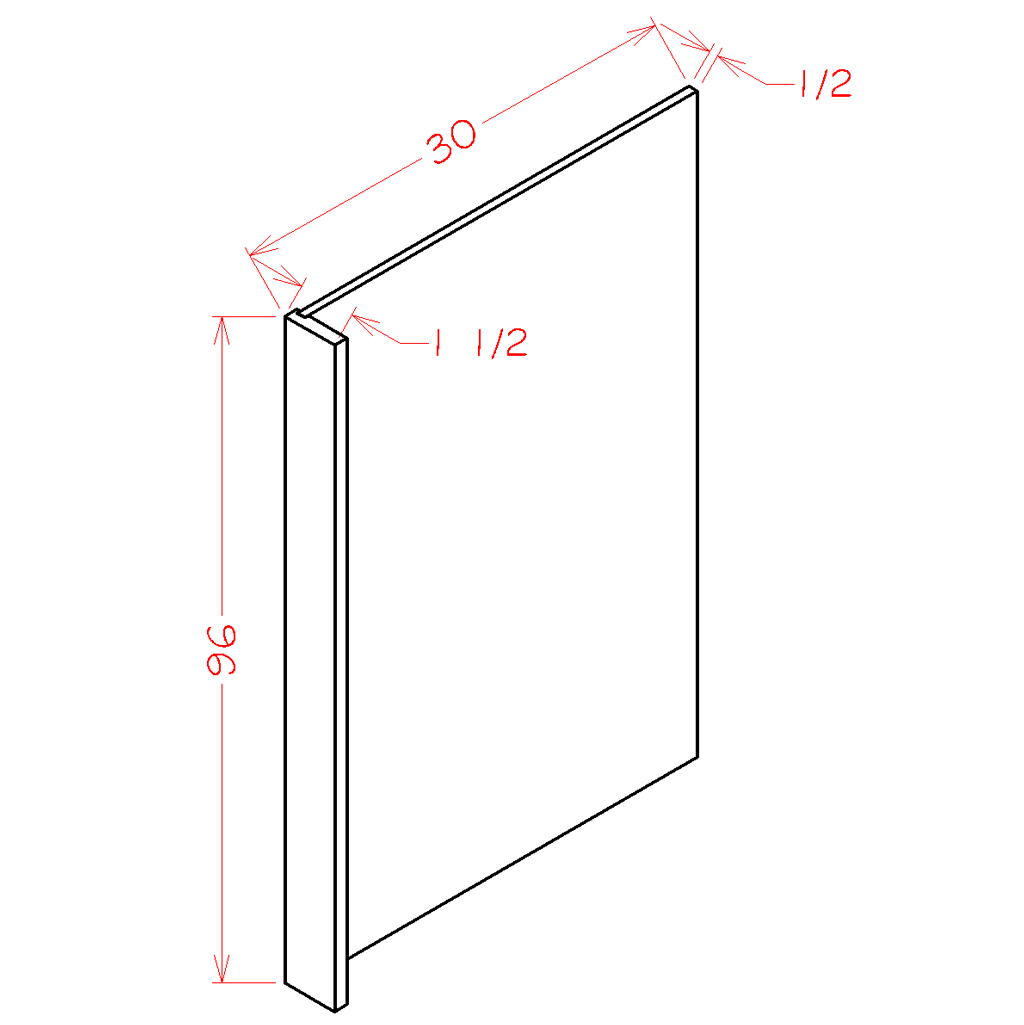 Rift Oak Shaker Refrigerator End Panel 30" Wide X 96" High