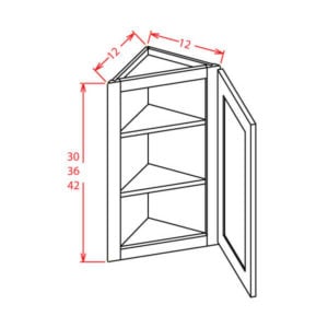 Rift Oak Shaker Angle Wall Cabinet - 12"W X 30"H X 12"D