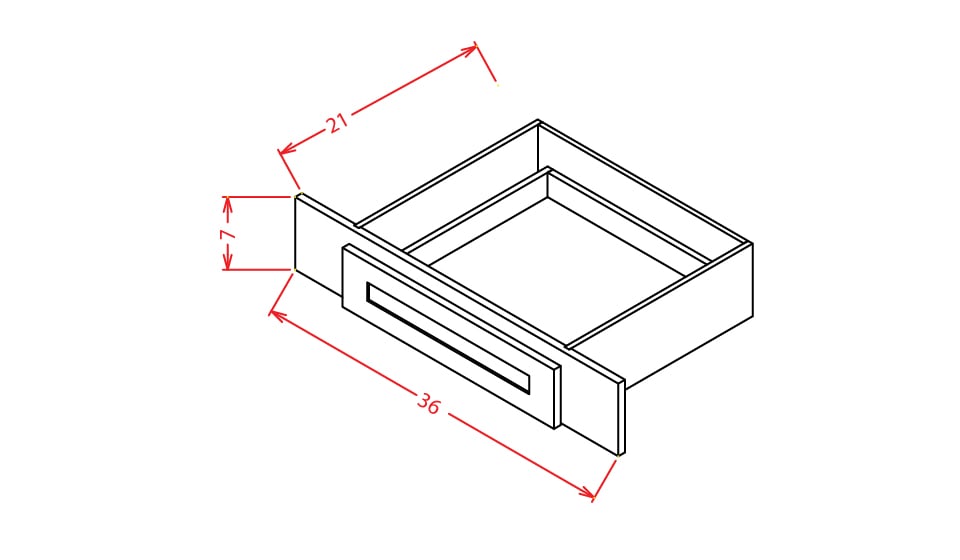 Rift Oak Shaker Knee Drawer - 36"W X 7"H X 21"D
