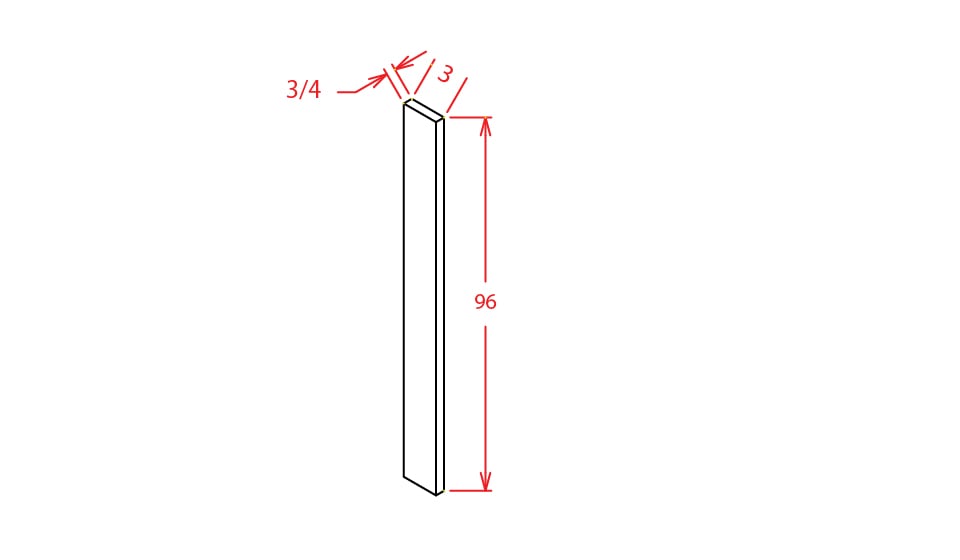 Rift Oak Shaker Tall Filler - 3"W X 96"H