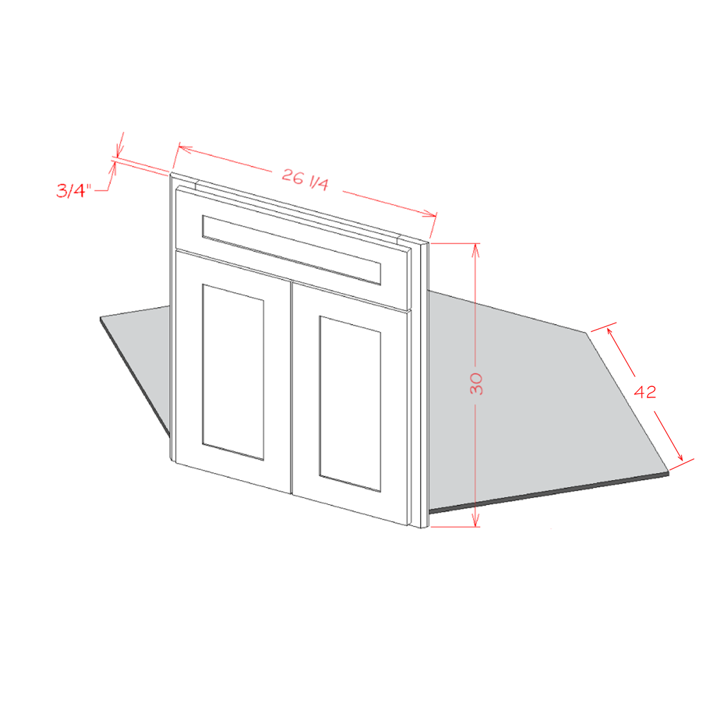Rift Oak Shaker Diagonal Corner Sink Front & Floor - 26-1/4"W x 30"H x 3/4"D