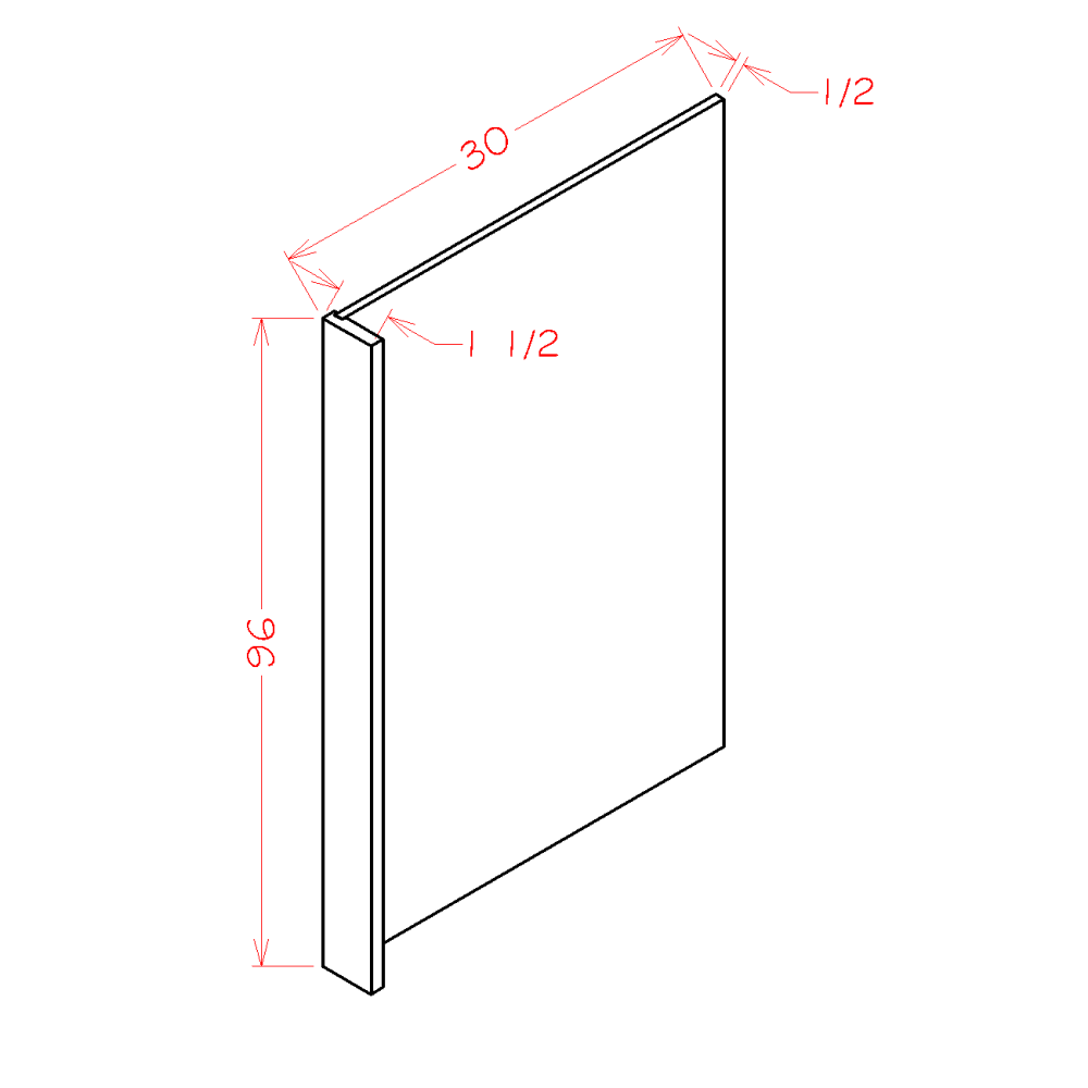 Rift Oak Shaker Refrigerator End Panel - 1-1/2"W x 96"H x 30"D