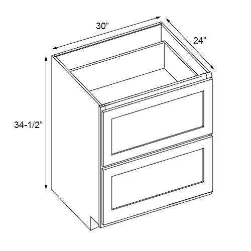 Florence Cream Drawer Base Cabinet With 2 Drawers - 30"W x 34-1/2"H