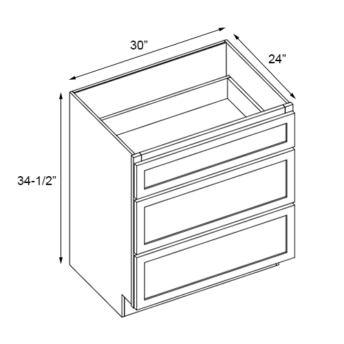 Florence Cream Drawer Base Cabinet - 30"W x 34-1/2"H