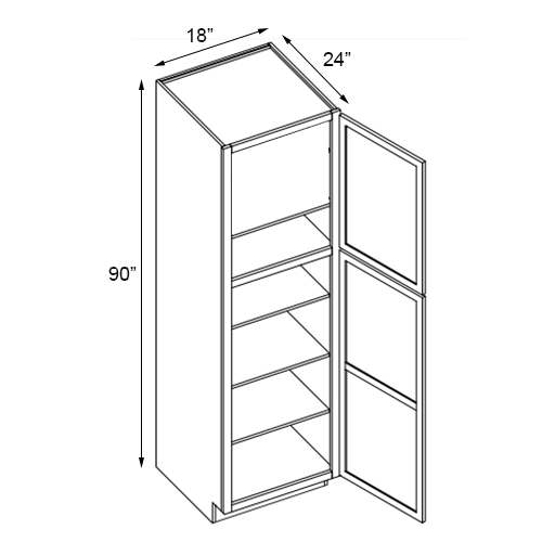 Florence Cream Single Door Pantry Cabinet - 18"W x 90"H