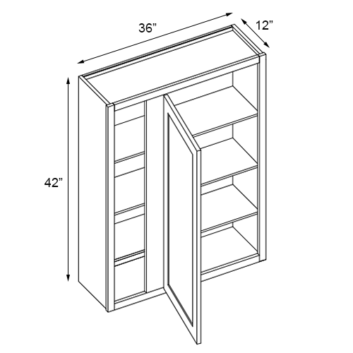 Florence Cream Single Door Blind Wall Cabinet - 36"W x 42"H