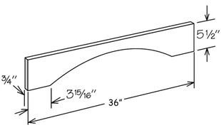 Caramel Shaker Raised Panel Valance - 5 1/2" X 36" X 3/4"