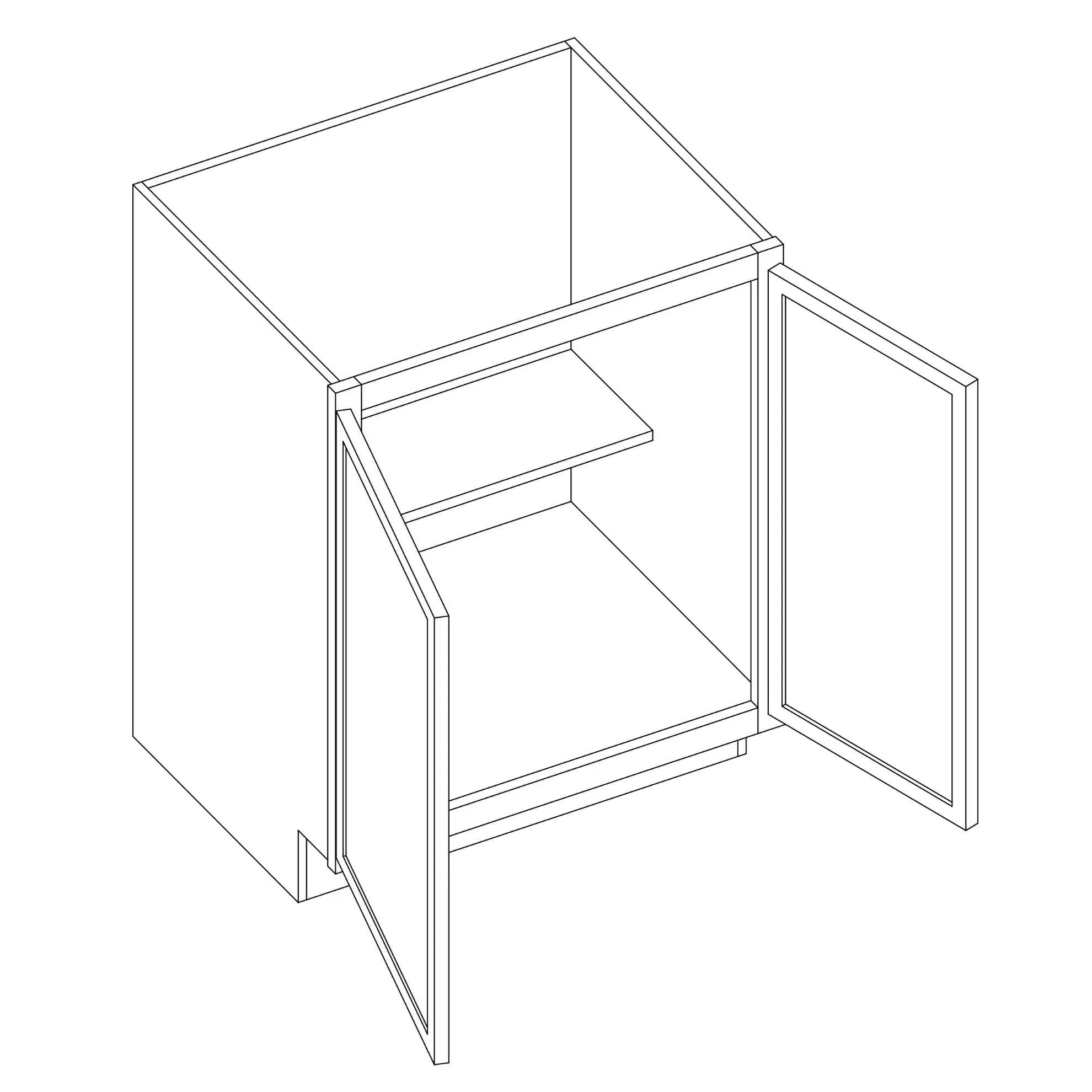 Florence Honey Shaker Full Height Double Door Base Cabinet - 33" W