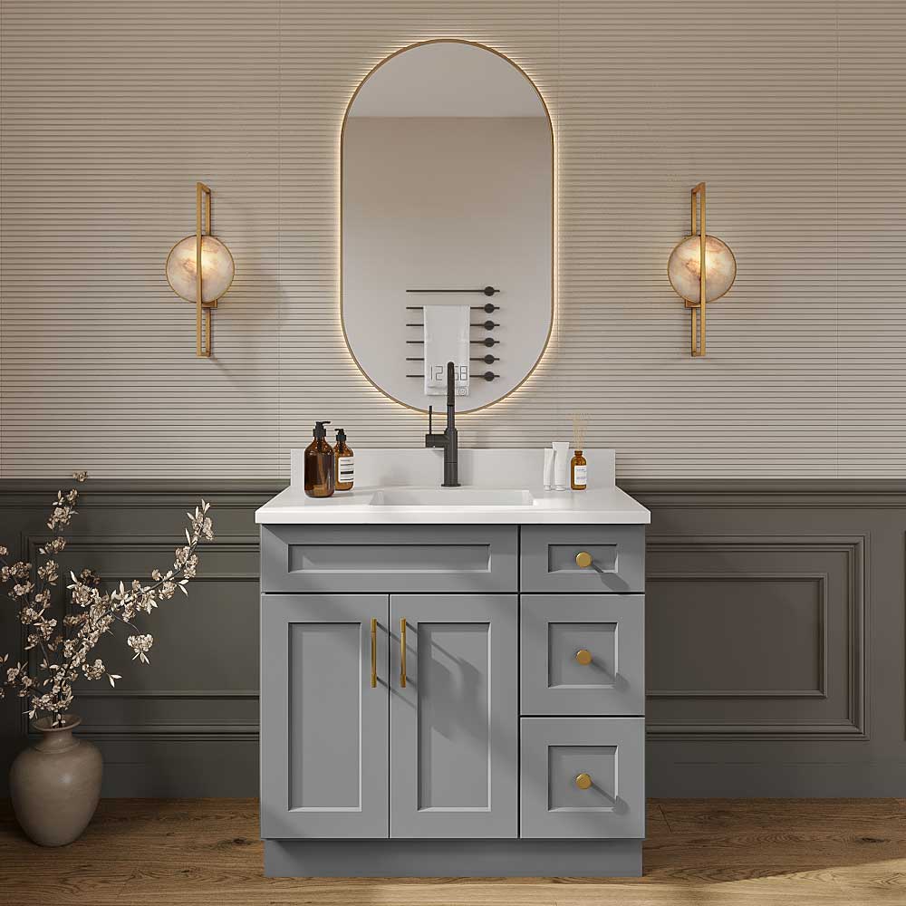 Stone Grey Shaker Bathroom Vanities Kitchen Cabinet Door