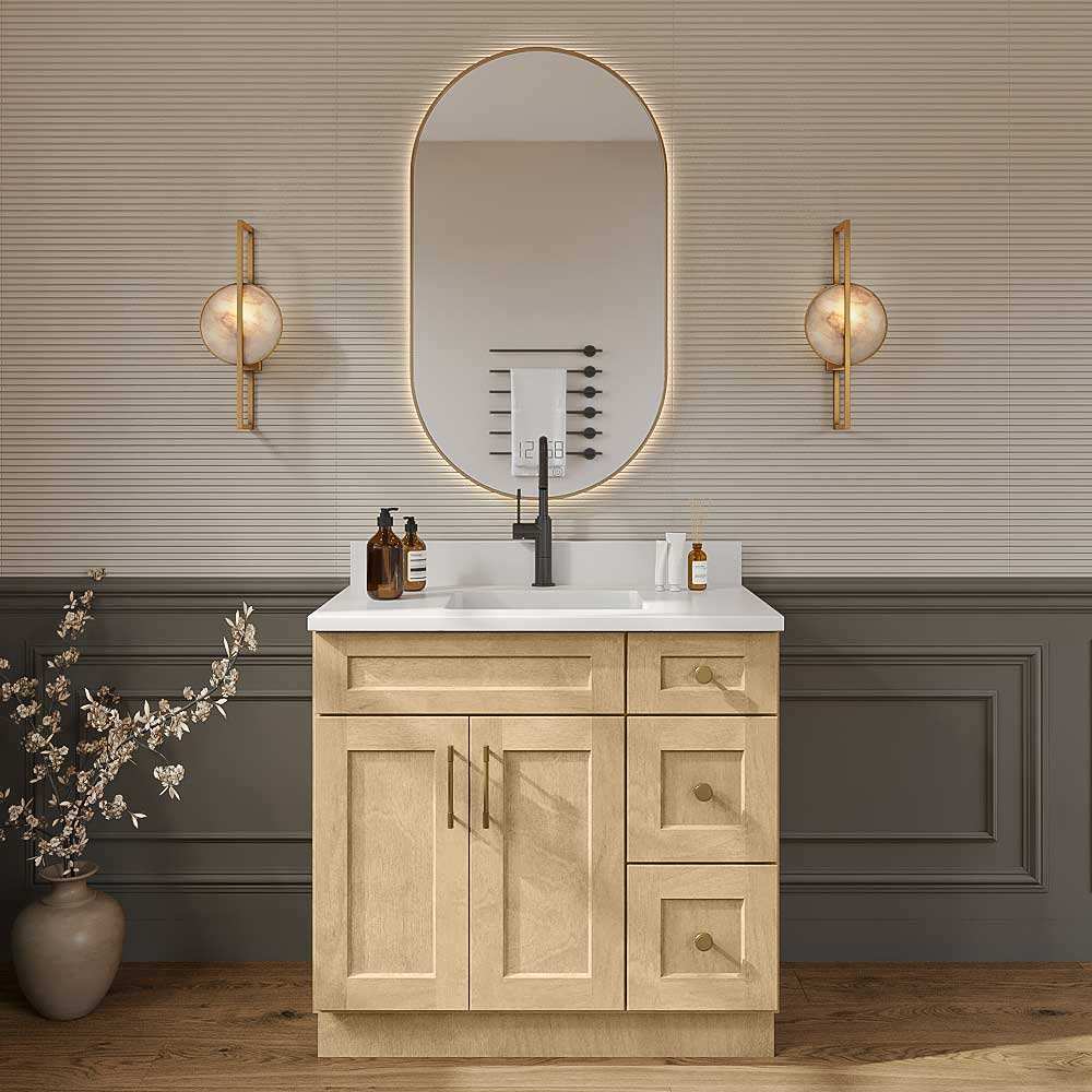 Natural Shaker Bathroom Vanities Kitchen Cabinet Door