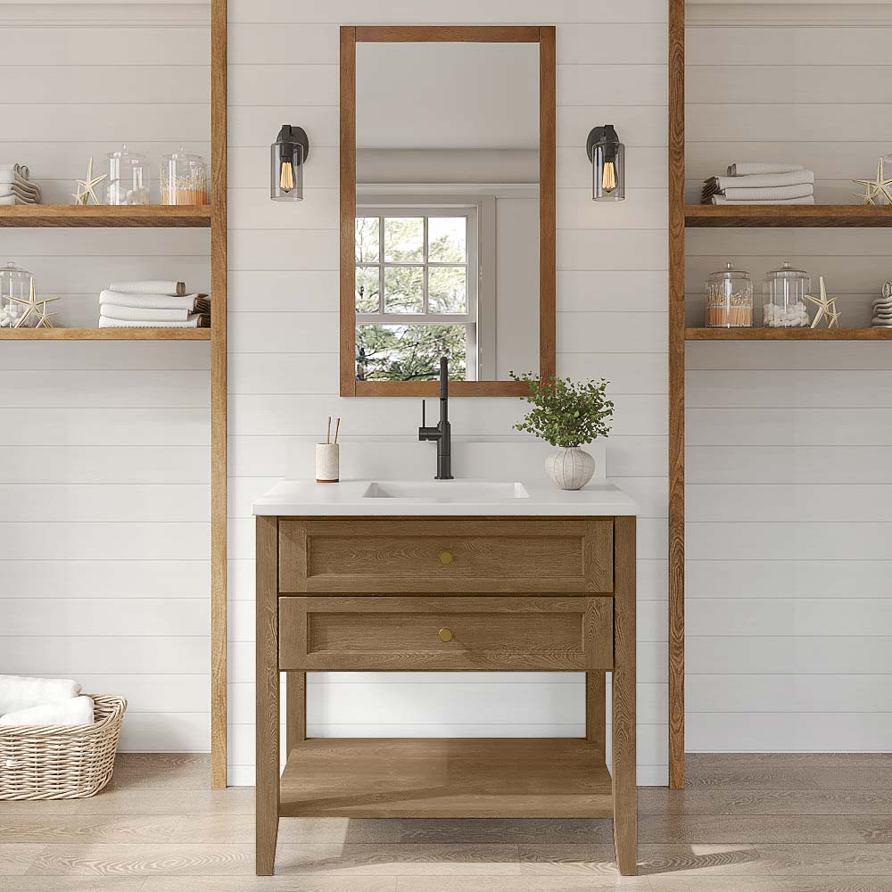 Florence Honey Shaker Open Shelf Vanity Sink Base - 36" W