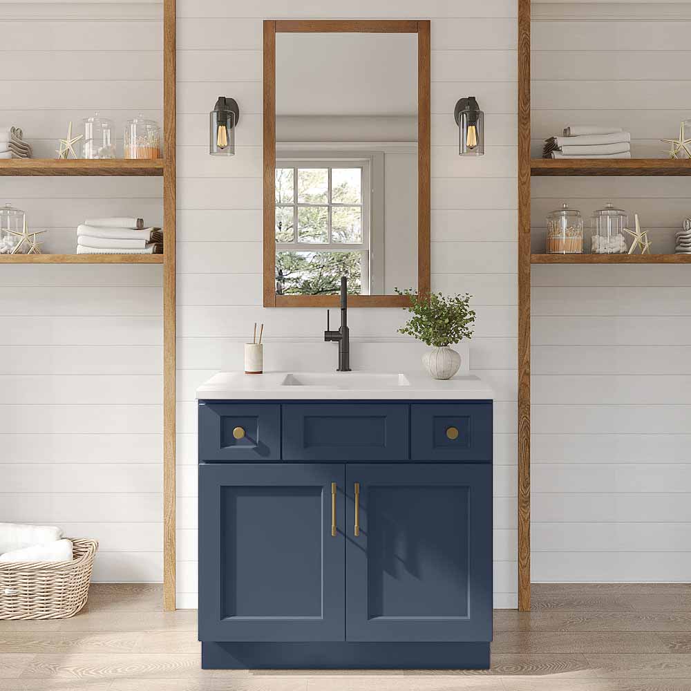 Florence Midnight Blue Vanity Sink Base - 36" W
